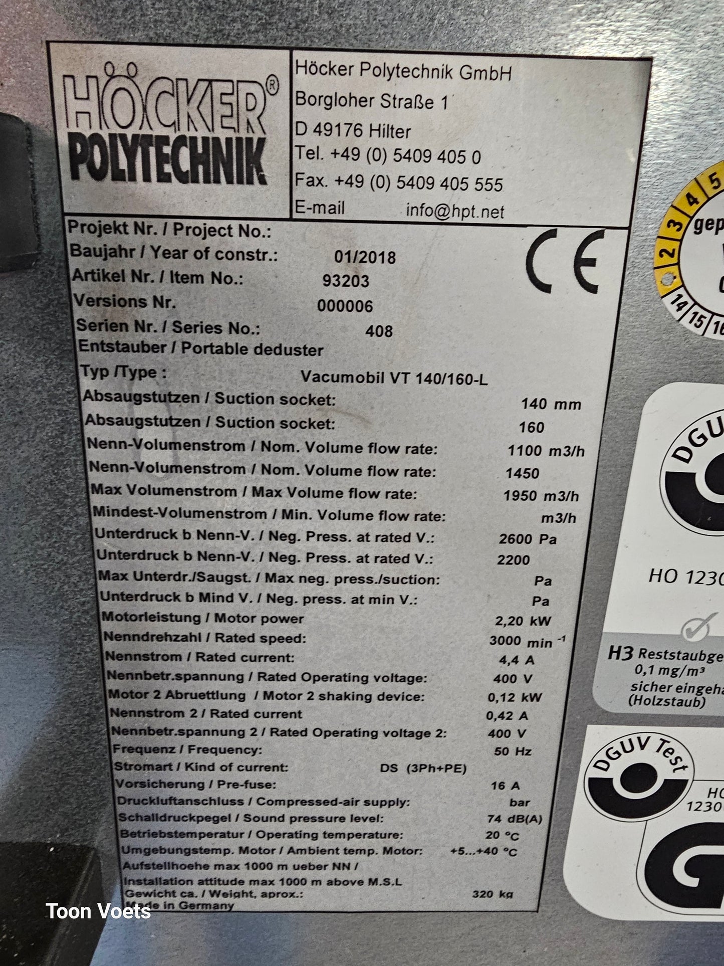 Afzuiging  / afzuiger onderdruk Vacumobil